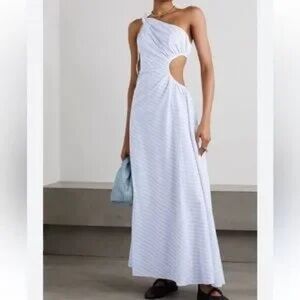 STAUD Jayla Dress - Sky Blue One-Shoulder Cutout Dress